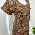 Bottle Green Printed Alpine Fabric Nightgown for Women