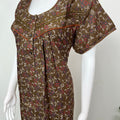 Bottle Green Printed Alpine Fabric Nightgown for Women
