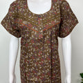 Bottle Green Printed Alpine Fabric Nightgown for Women