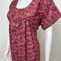 Maroon Pleated Style Alpine Fabric Nighty