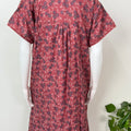 Maroon Pleated Style Alpine Fabric Nighty