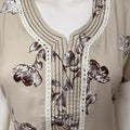 Beige Floral Printed Alpine Fabric Nighty