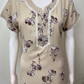 Beige Floral Printed Alpine Fabric Nighty