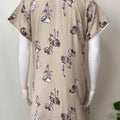 Beige Floral Printed Alpine Fabric Nighty