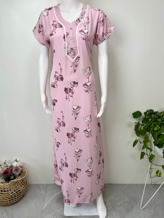 Baby Pink Alpine Fabric Nightgown Soft & Breathable