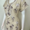 Beige Floral Printed Alpine Fabric Nighty