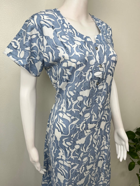 Sky Blue Alpine Fabric Elegant & Comfortable Nightgown