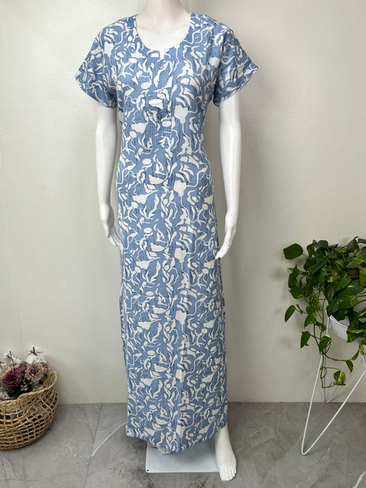Sky Blue Alpine Fabric Elegant & Comfortable Nightgown