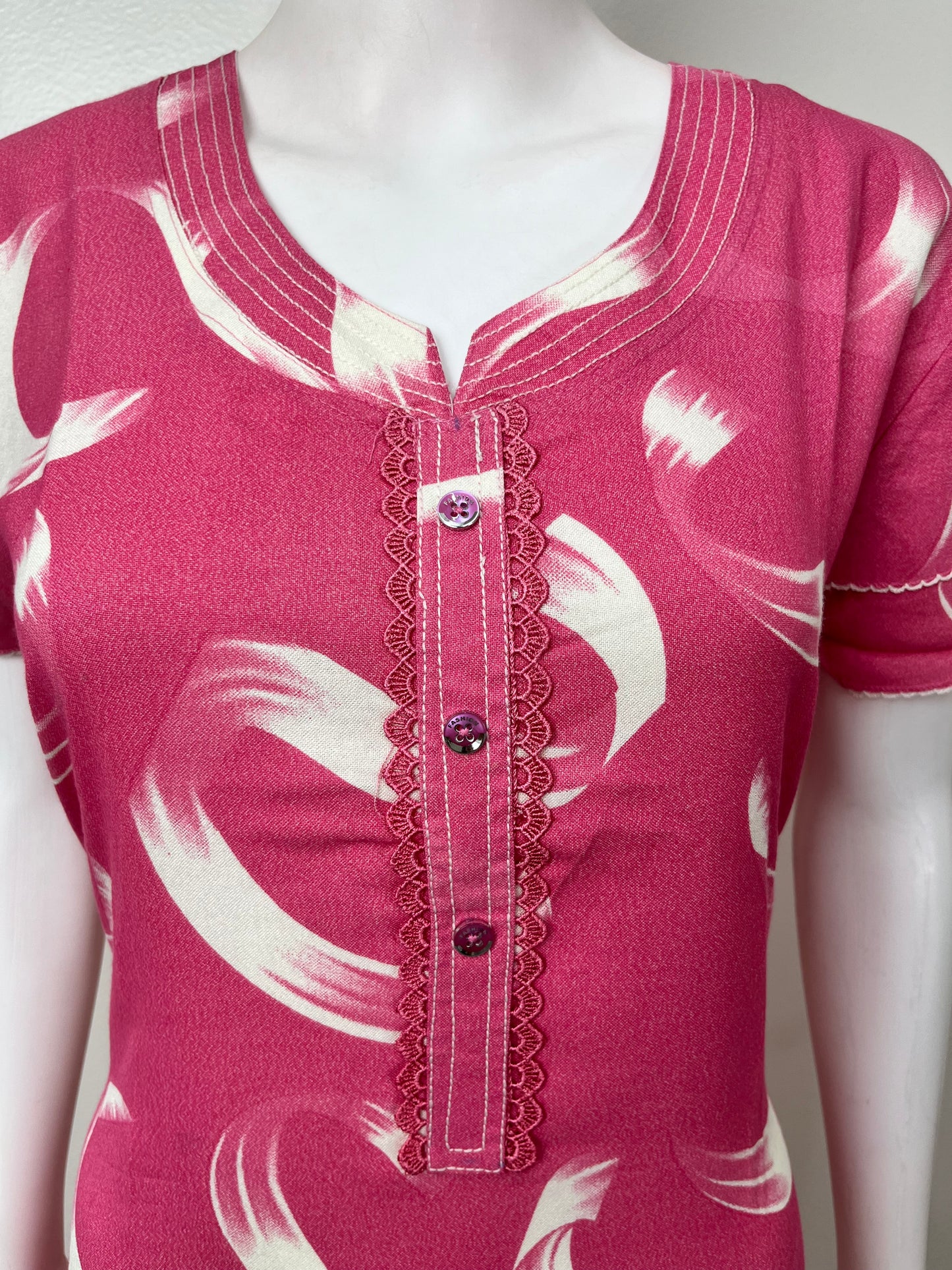 Pink Frock Style Alpine Fabric Nighty Soft & Breathable
