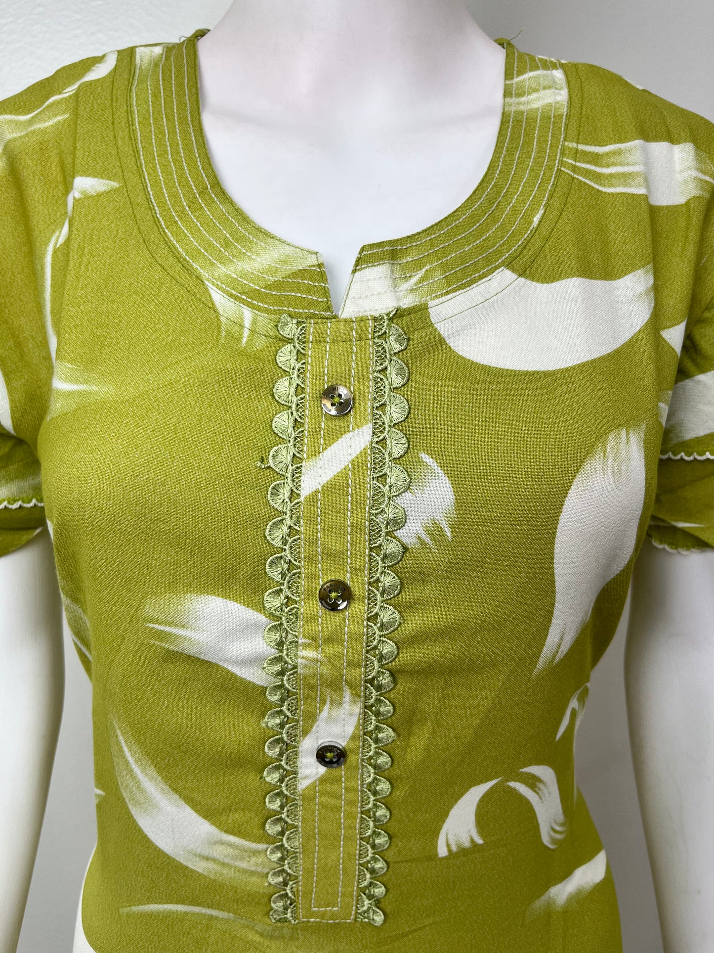 Lime Green Alpine Fabric Nighty for Women