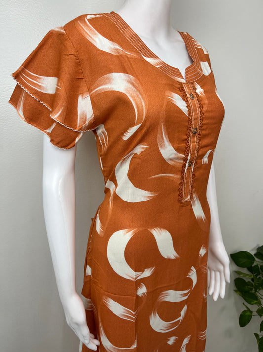 Orange Umbrella Style Nighty for Women
