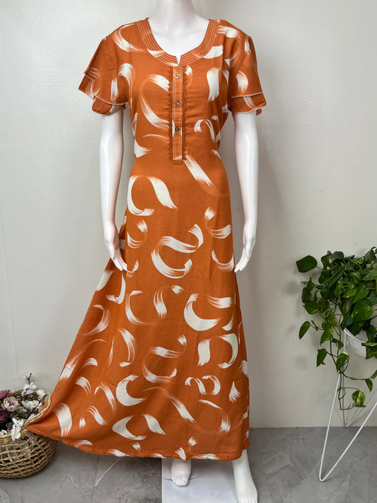 Orange Umbrella Style Nighty for Women