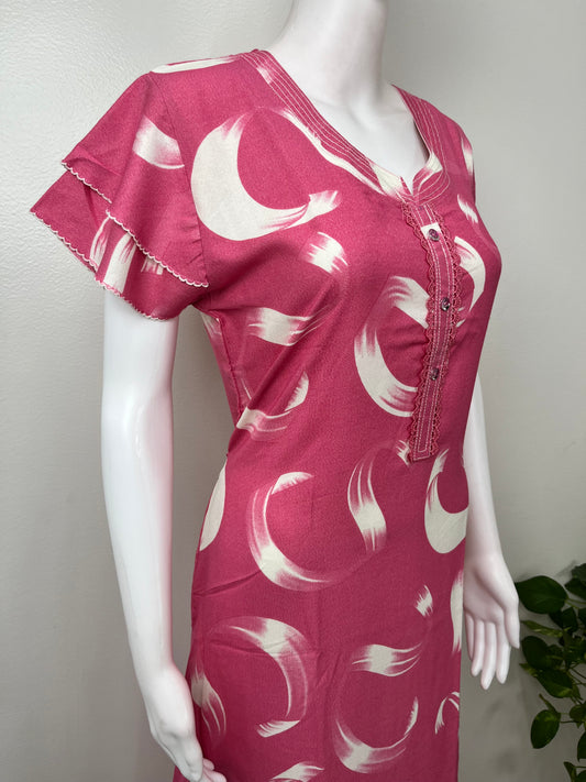 Pink Frock Style Alpine Fabric Nighty Soft & Breathable