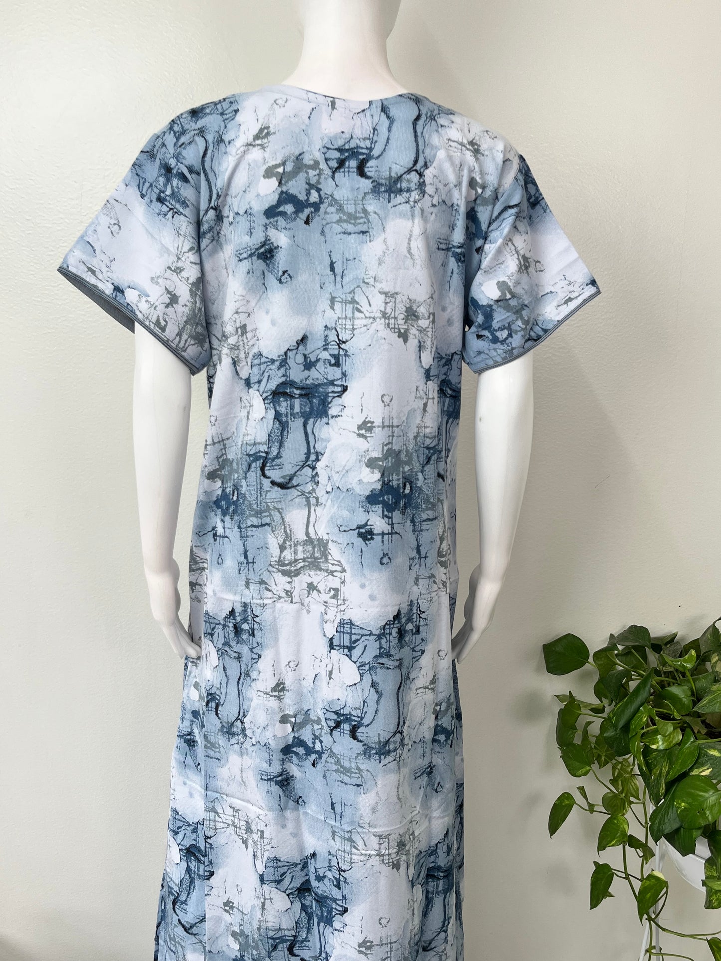 Sky Blue Geometric Printed Alpine Nightgown