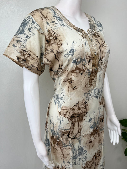 Cream Digital Print Alpine Fabric Nighty