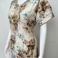 Cream Digital Print Alpine Fabric Nighty
