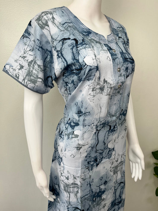Sky Blue Geometric Printed Alpine Nightgown
