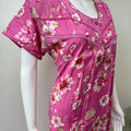 Hot Pink Floral Printed Alpine Fabric Nighty