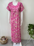 Hot Pink Floral Printed Alpine Fabric Nighty