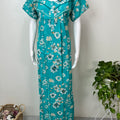 Aqua Blue Printed Alpine Fabric Nighty