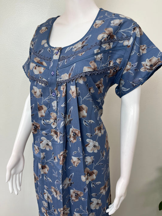 Blue Premium Alpine Fabric Nightgown for Women