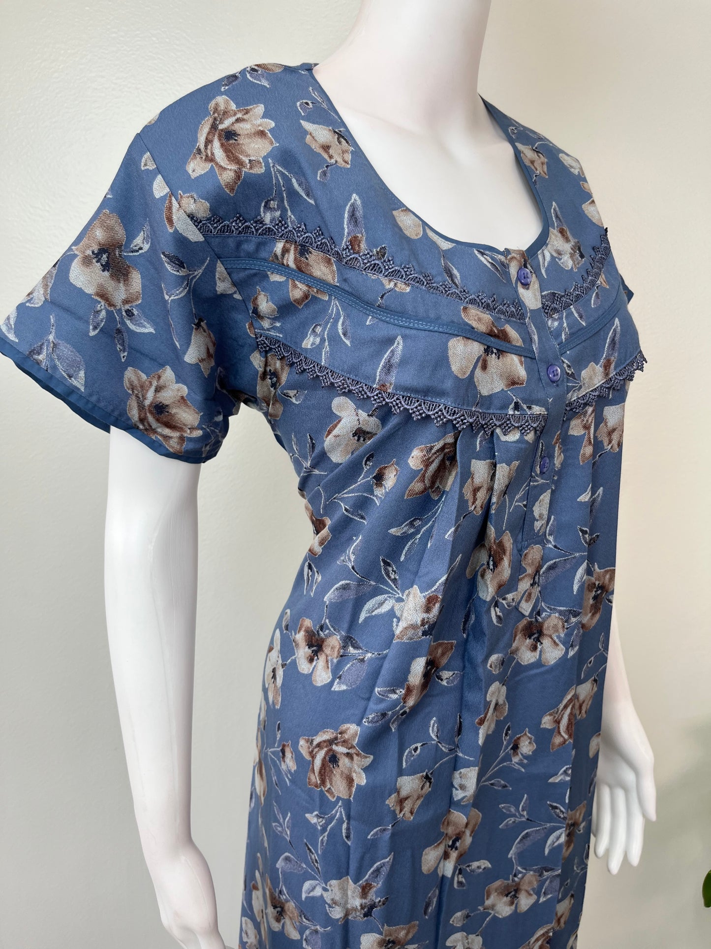 Blue Premium Alpine Fabric Nightgown for Women