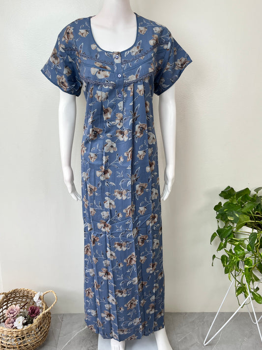 Blue Premium Alpine Fabric Nightgown for Women