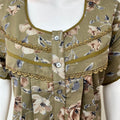 Olive Green Floral Printed Alpine Fabric Nightgown