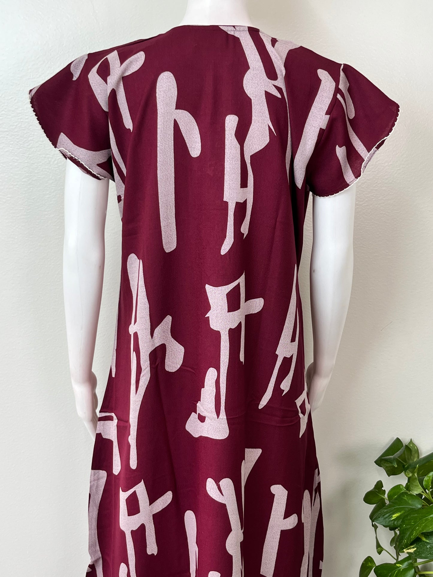 Maroon Digital Printed Alpine Fabric Nighty