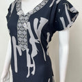 Charcoal Gray Embroidered Alpine Fabric Nighty