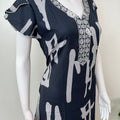 Charcoal Gray Embroidered Alpine Fabric Nighty