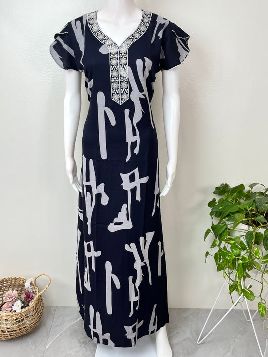Navy Blue Premium Alpine Fabric Nightgown