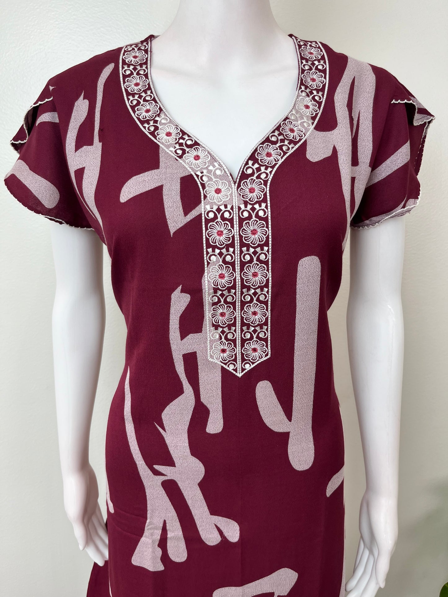 Maroon Digital Printed Alpine Fabric Nighty