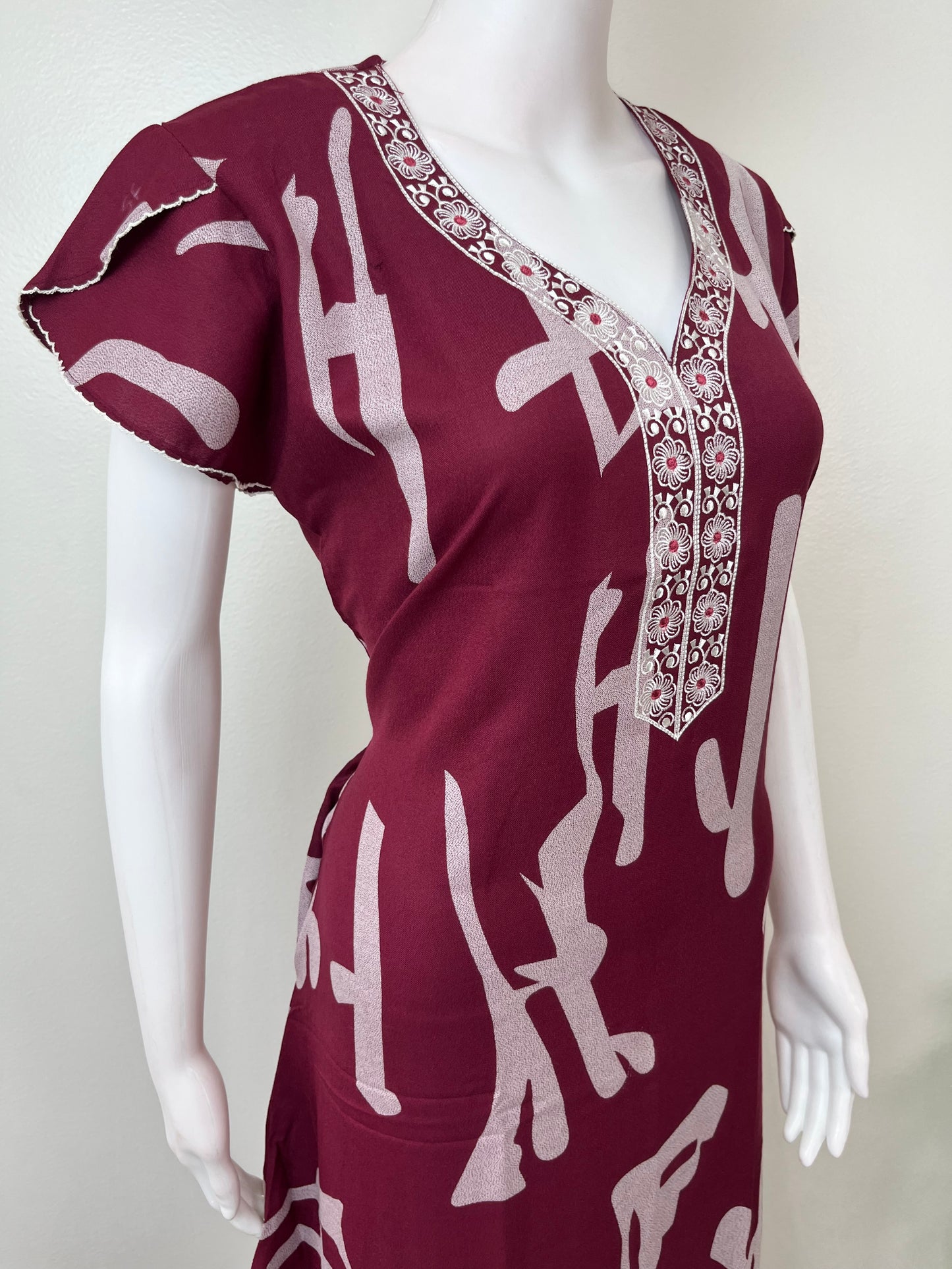 Maroon Digital Printed Alpine Fabric Nighty