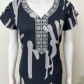 Charcoal Gray Embroidered Alpine Fabric Nighty