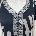 Charcoal Gray Embroidered Alpine Fabric Nighty