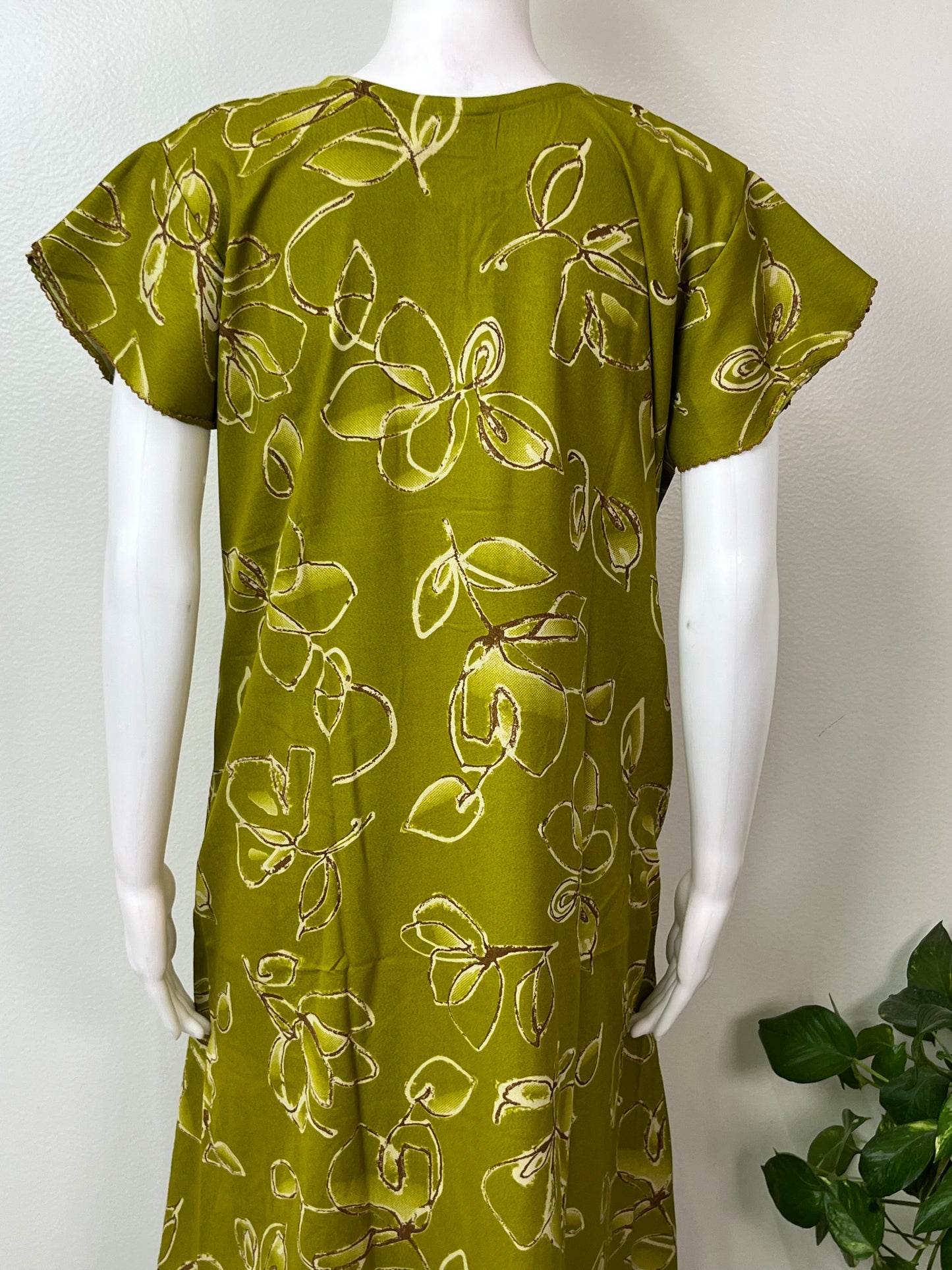 Sage Green Floral Printed Alpine Fabric Nighty