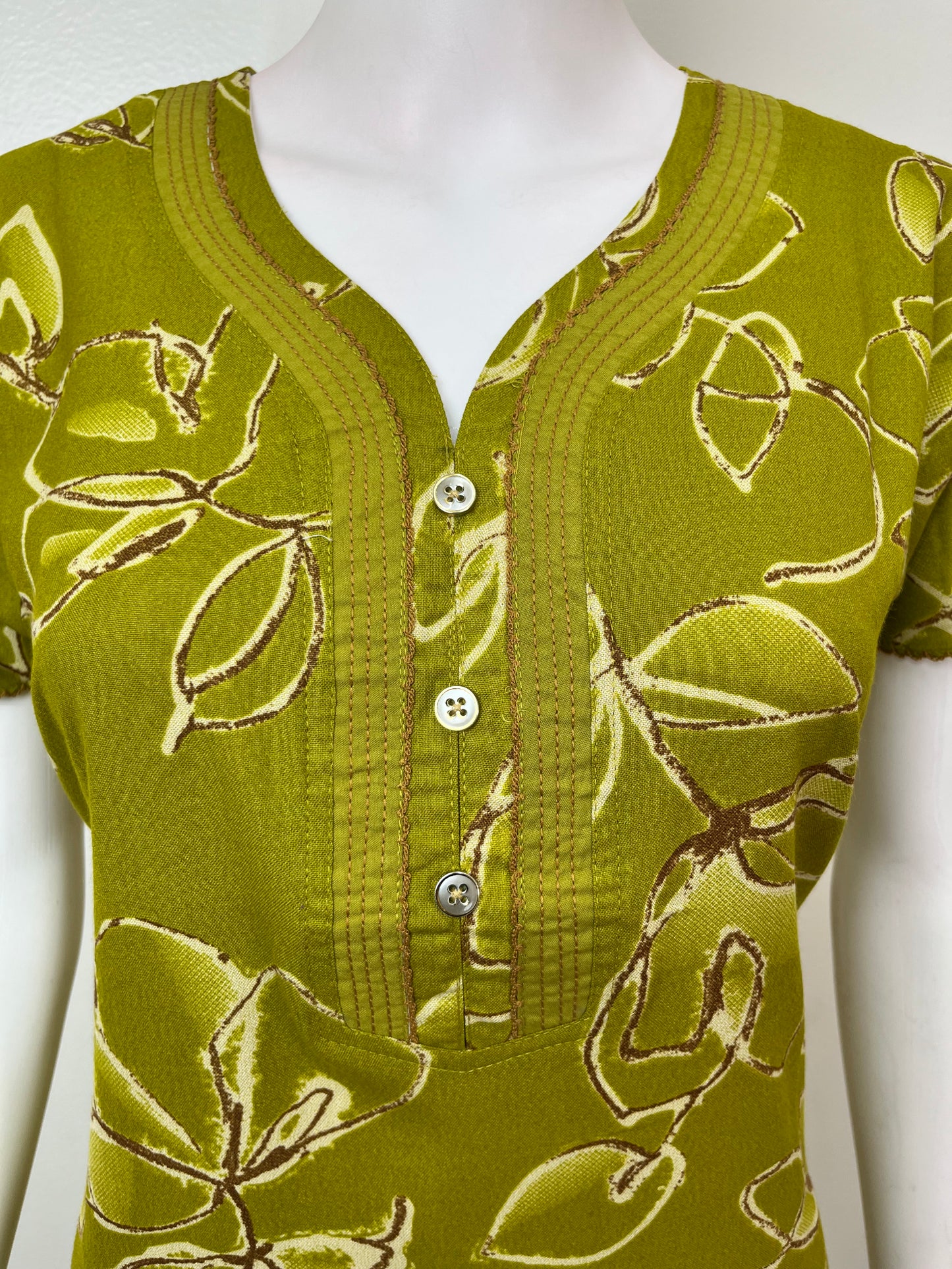 Sage Green Floral Printed Alpine Fabric Nighty