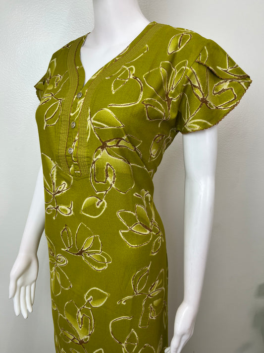 Sage Green Floral Printed Alpine Fabric Nighty