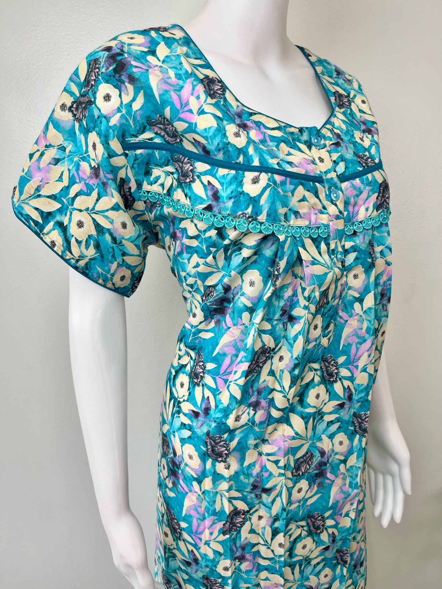 Blue Printed Alpine Fabric Nightgown