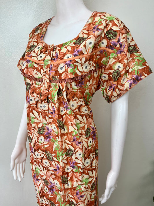 Orange Alpine Fabric Nighty for Women