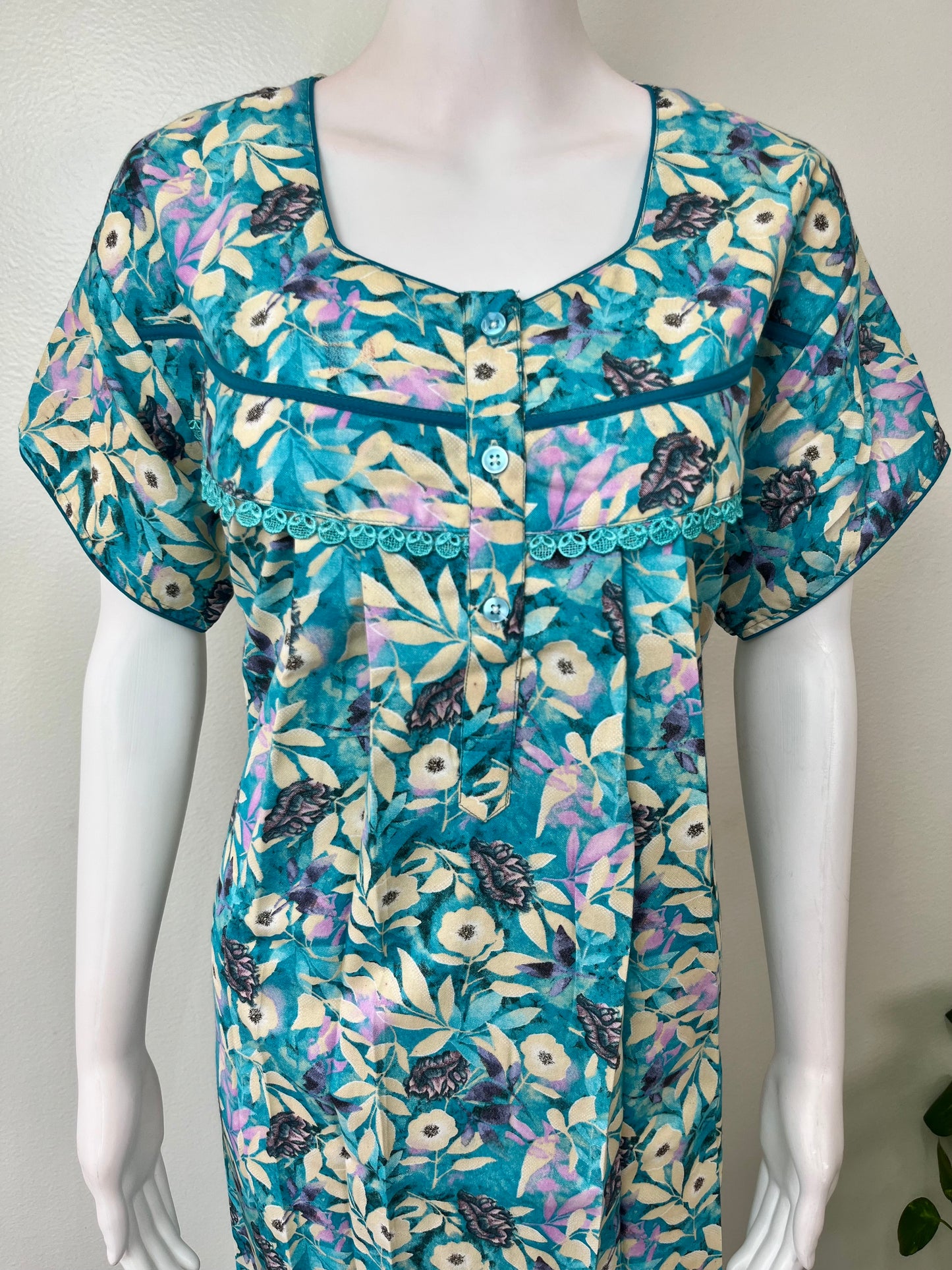 Blue Printed Alpine Fabric Nightgown