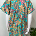 Teal Pleated Style Alpine Fabric Nightgown