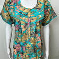Teal Pleated Style Alpine Fabric Nightgown