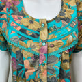 Teal Pleated Style Alpine Fabric Nightgown
