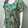 Teal Pleated Style Alpine Fabric Nightgown