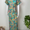 Teal Pleated Style Alpine Fabric Nightgown