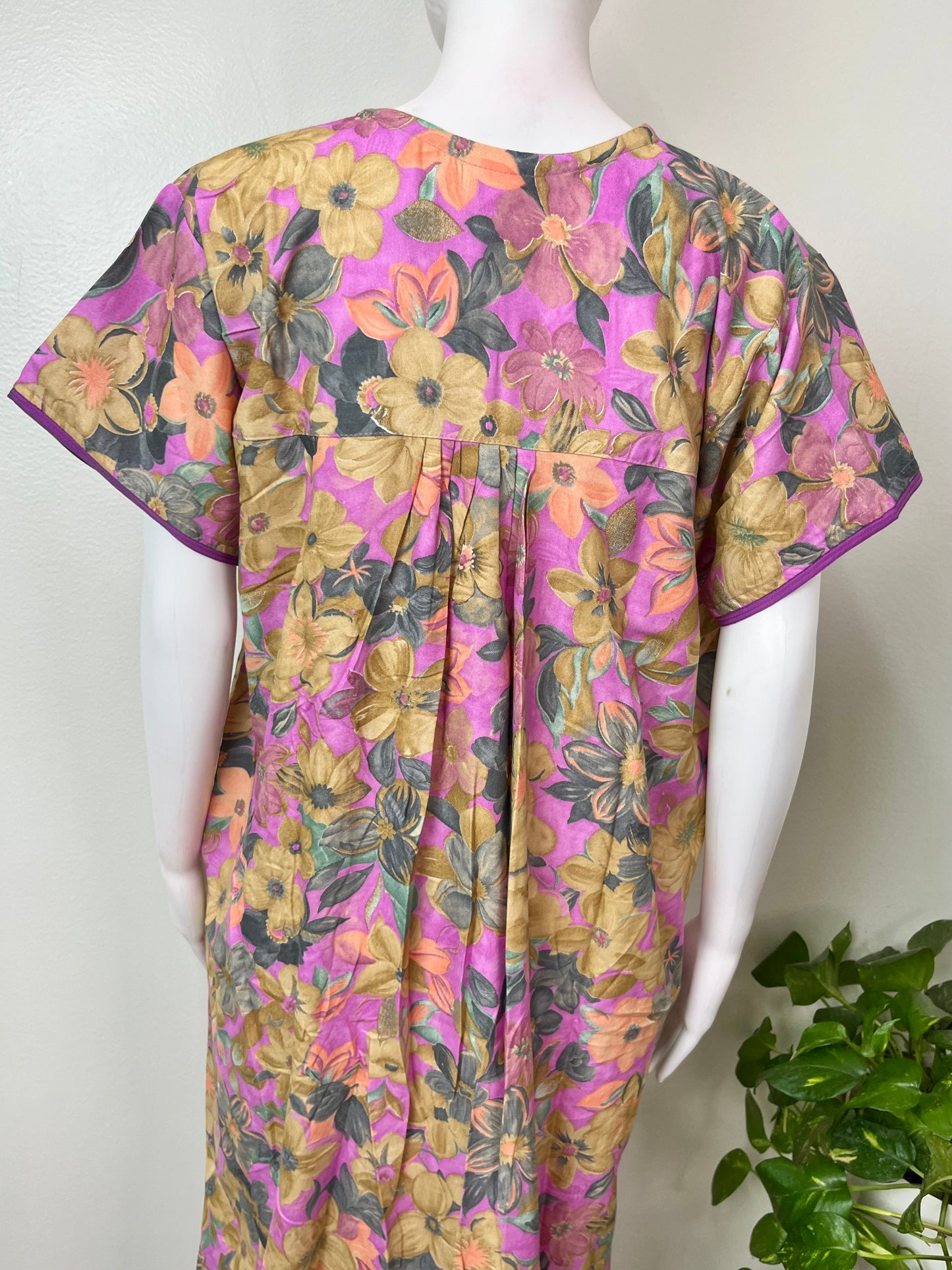 Pink & Yellow Floral Printed Alpine Nighty
