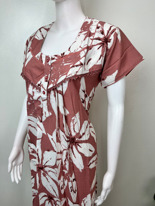 Floral Printed Alpine Fabric Women's Nighty