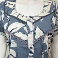 Blue Pleated Style Alpine Fabric Nighty for Women